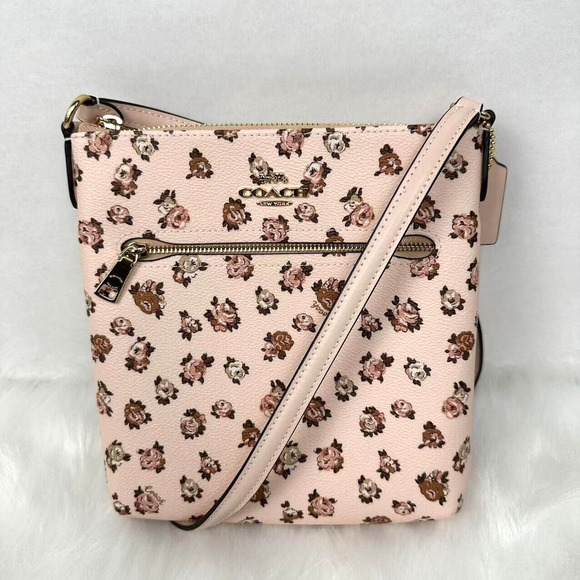 Coach Mini Rowan File Bag Crossbody With Rose Print In Blush Pink NWT CAB05 - Picture 1 of 10